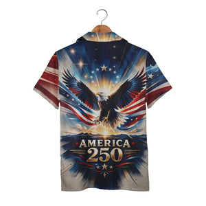 American Eagle Stars & Stripes Hawaiian Shirt - Sunburst Mountain Graphic Tee
