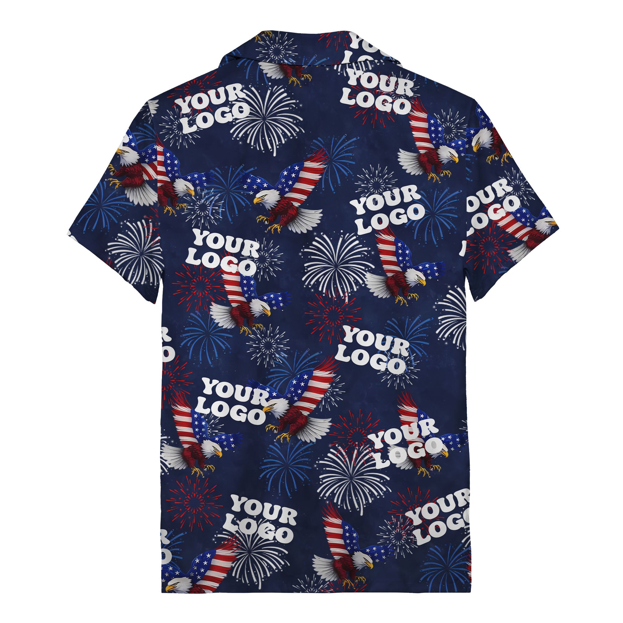 bald eagles fireworks american flag burst navy blue patriotic hawaiian shirt