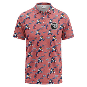 bald eagles golf bags fireworks patriotic polo shirt for men