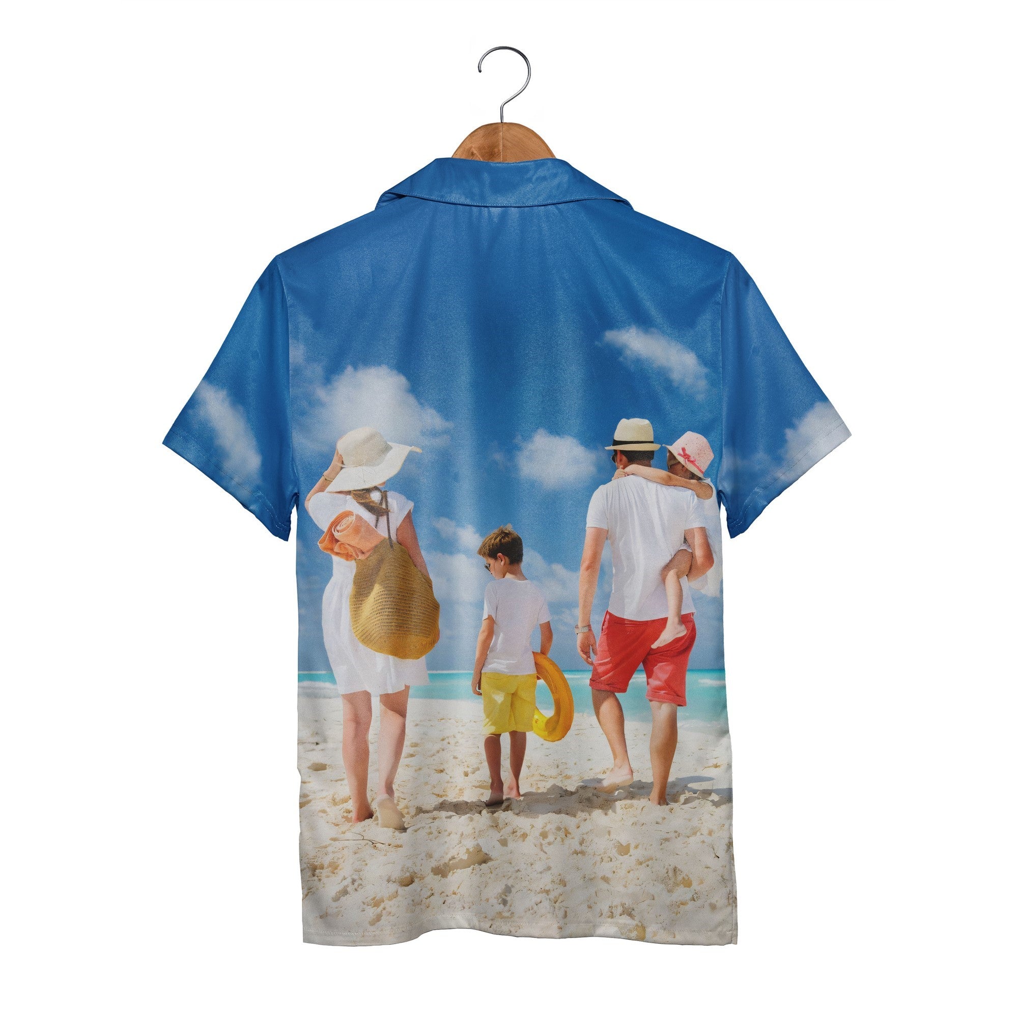 Beach Family Portrait Hawaiian Shirt with Turquoise Ocean Waves