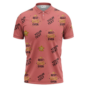 best dad ever crown & stars repeat pattern black gold polo shirt