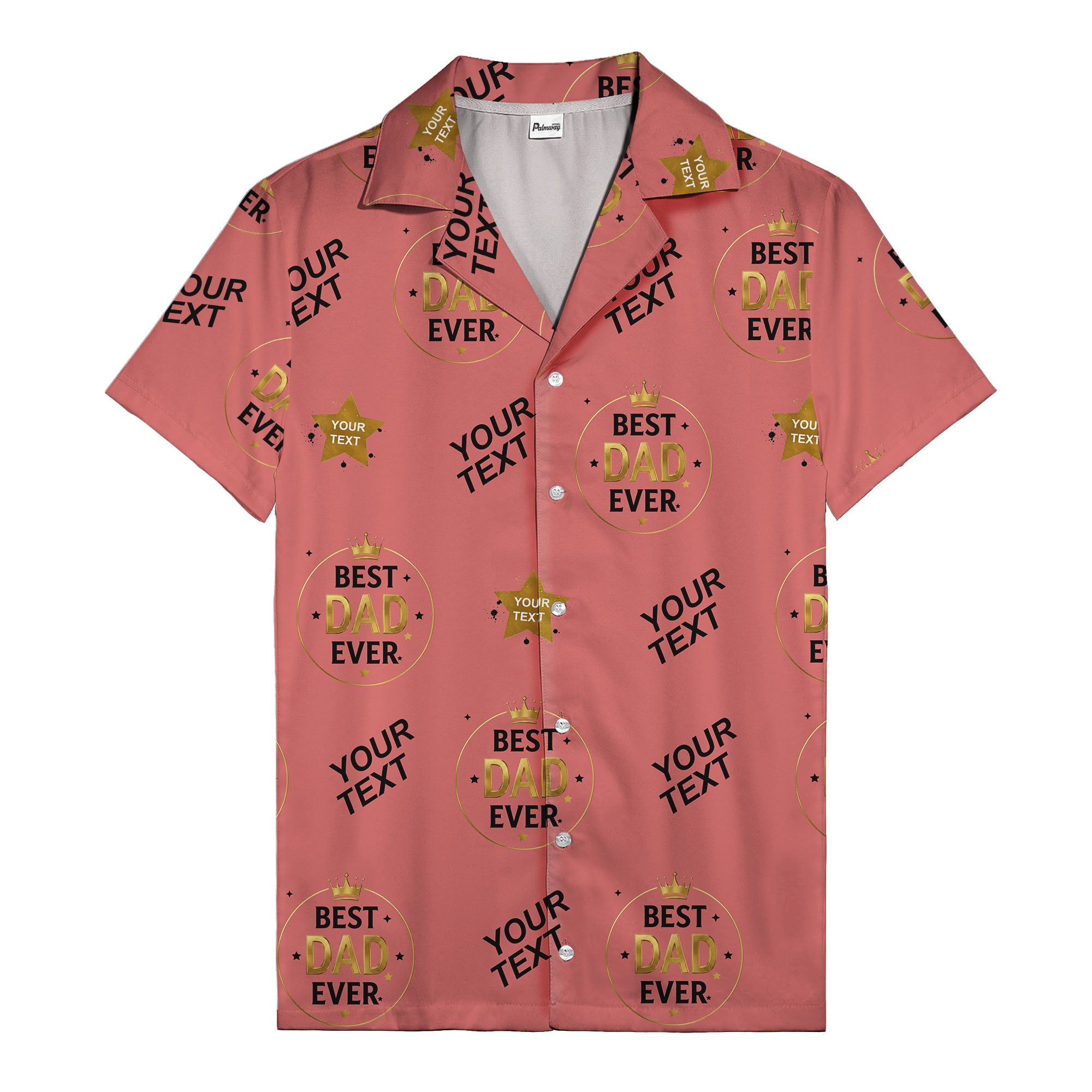 best dad ever gold crown circle repeat pattern hawaiian shirt for men