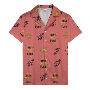 best dad ever gold crown circle repeat pattern hawaiian shirt for men