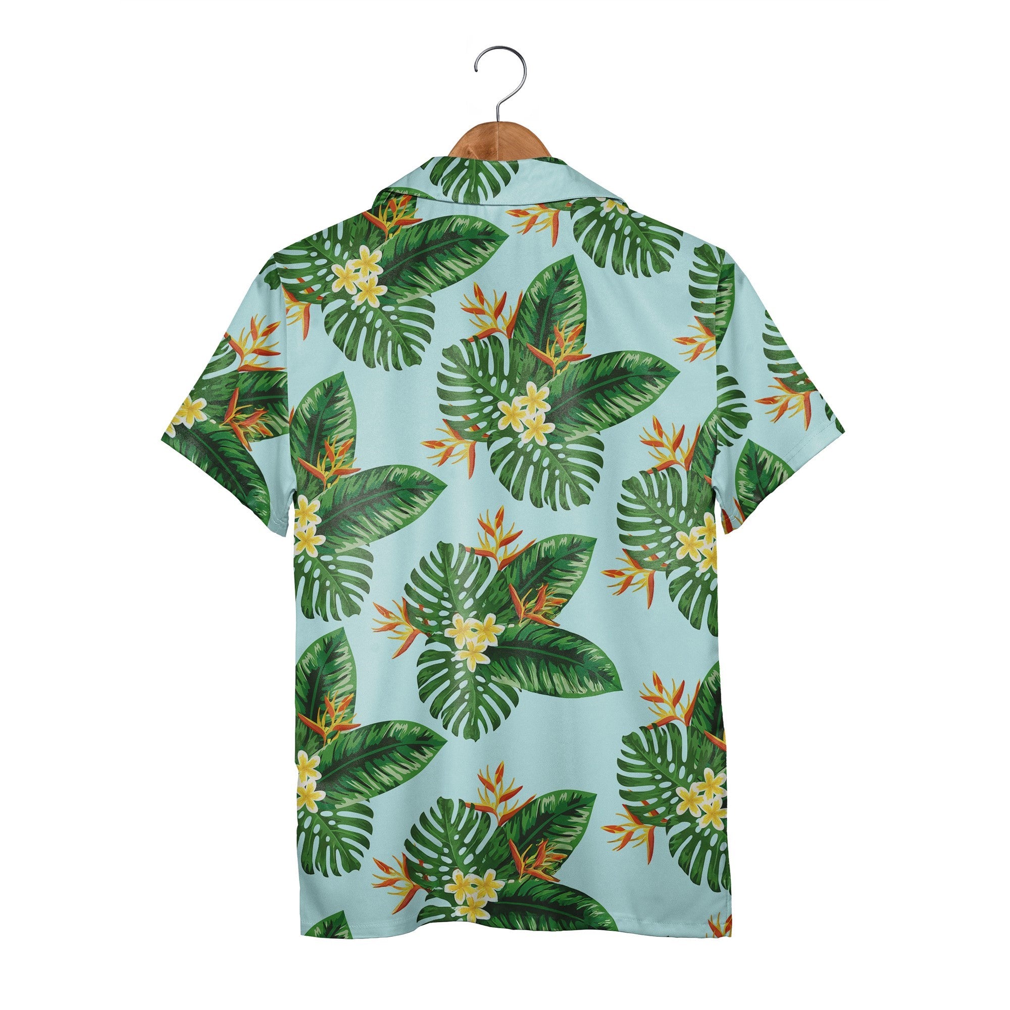 Bird of Paradise Hawaiian Shirt in Sky Blue and Emerald