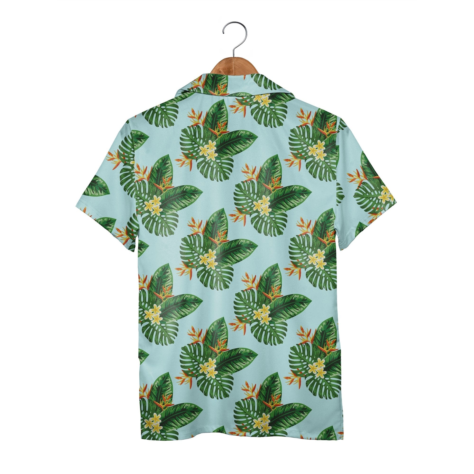 Black Elegant Monstera Hawaiian Shirt with Lime Green Mint Gradient Leaves