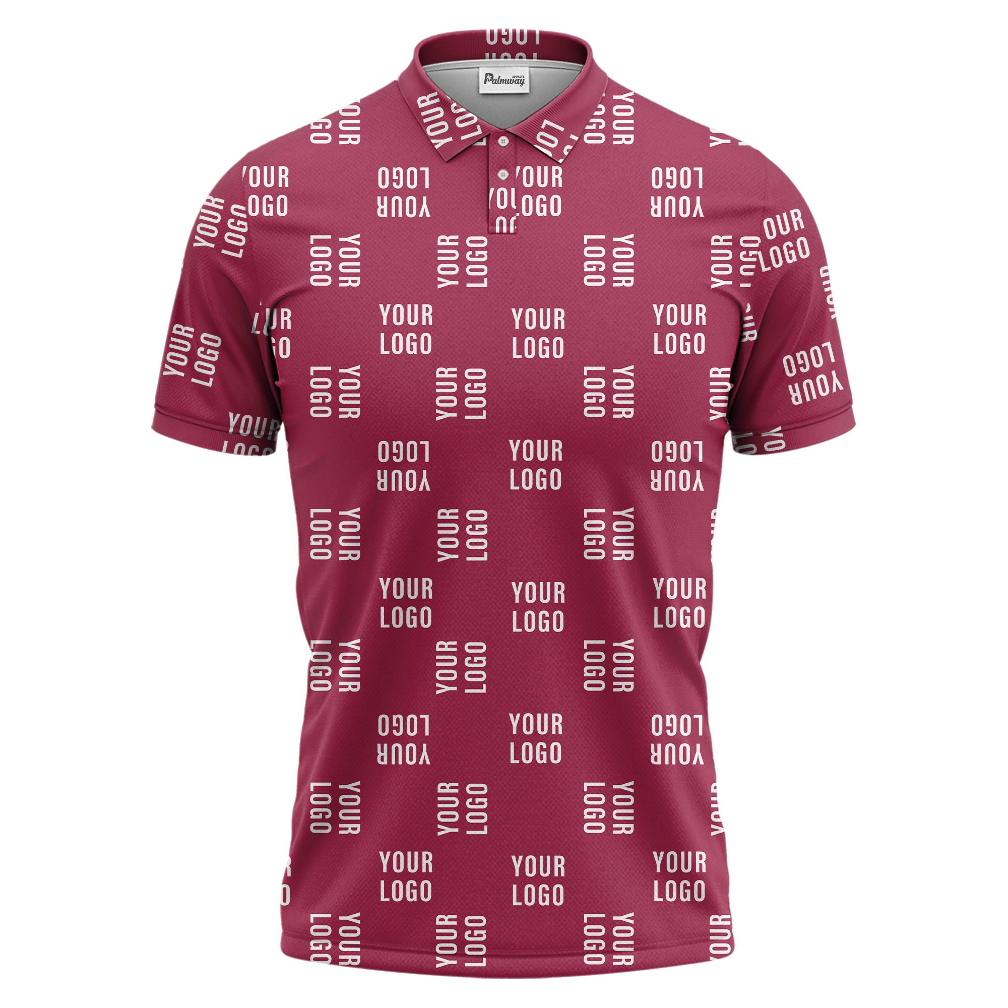 black repeat custom logo text pattern polo shirt for men