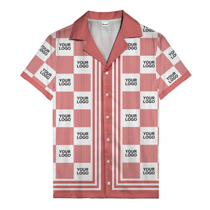 black white checkerboard barcode logo customizable hawaiian shirt