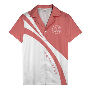 black white diagonal stripe hawaiian shirt with custom logo slot