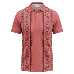 black white fish symbol repeat pattern golf polo shirt
