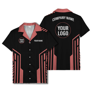 black white geometric stripe personalized logo circle hawaiian shirt