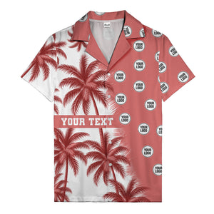 black & white palm tree repeat & custom logo hawaiian shirt for men