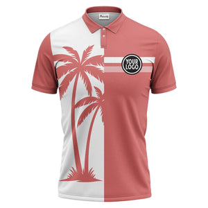 black white palm trees & stripes modern hawaiian polo shirt