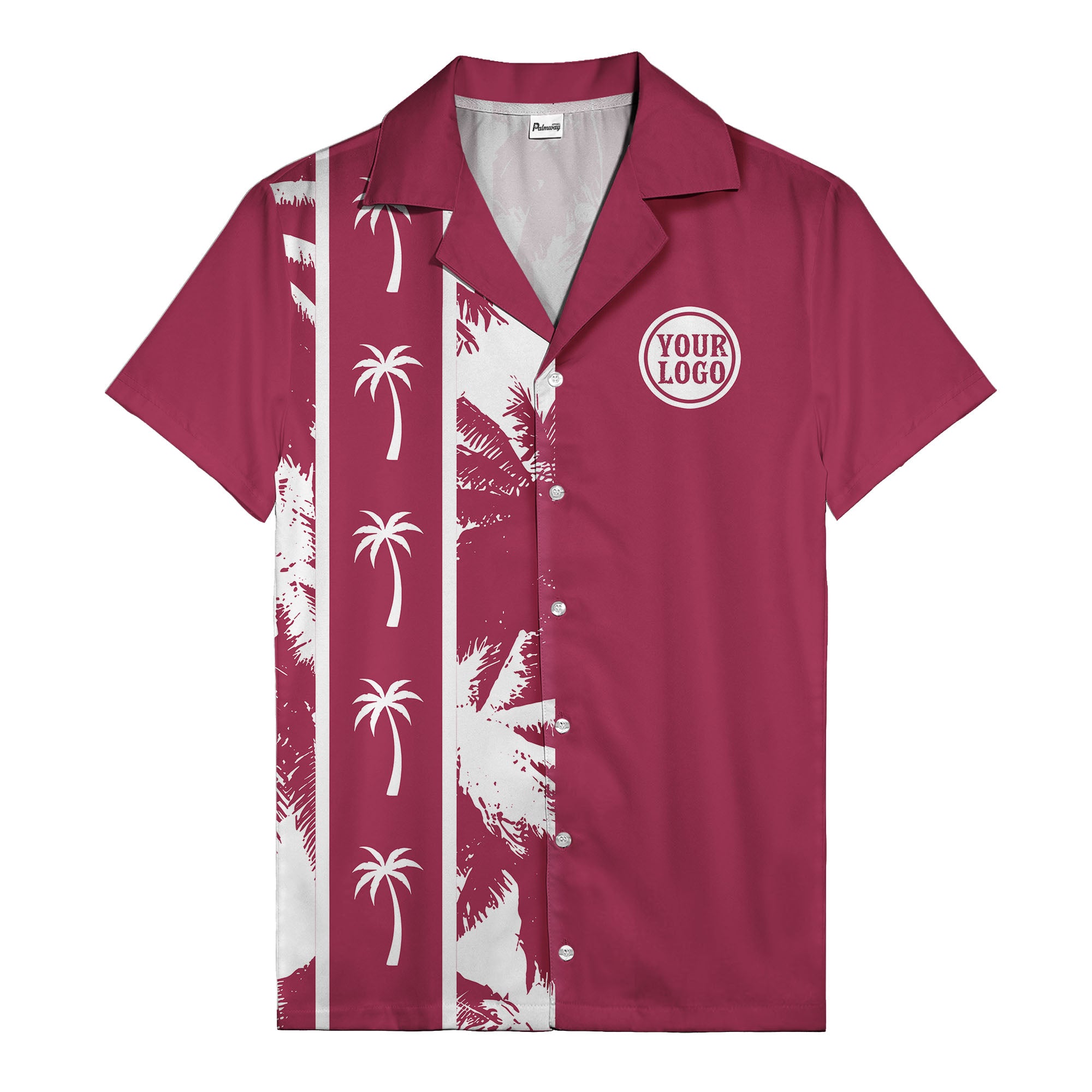 black white palm trees & vertical stripes graphic hawaiian shirt for men