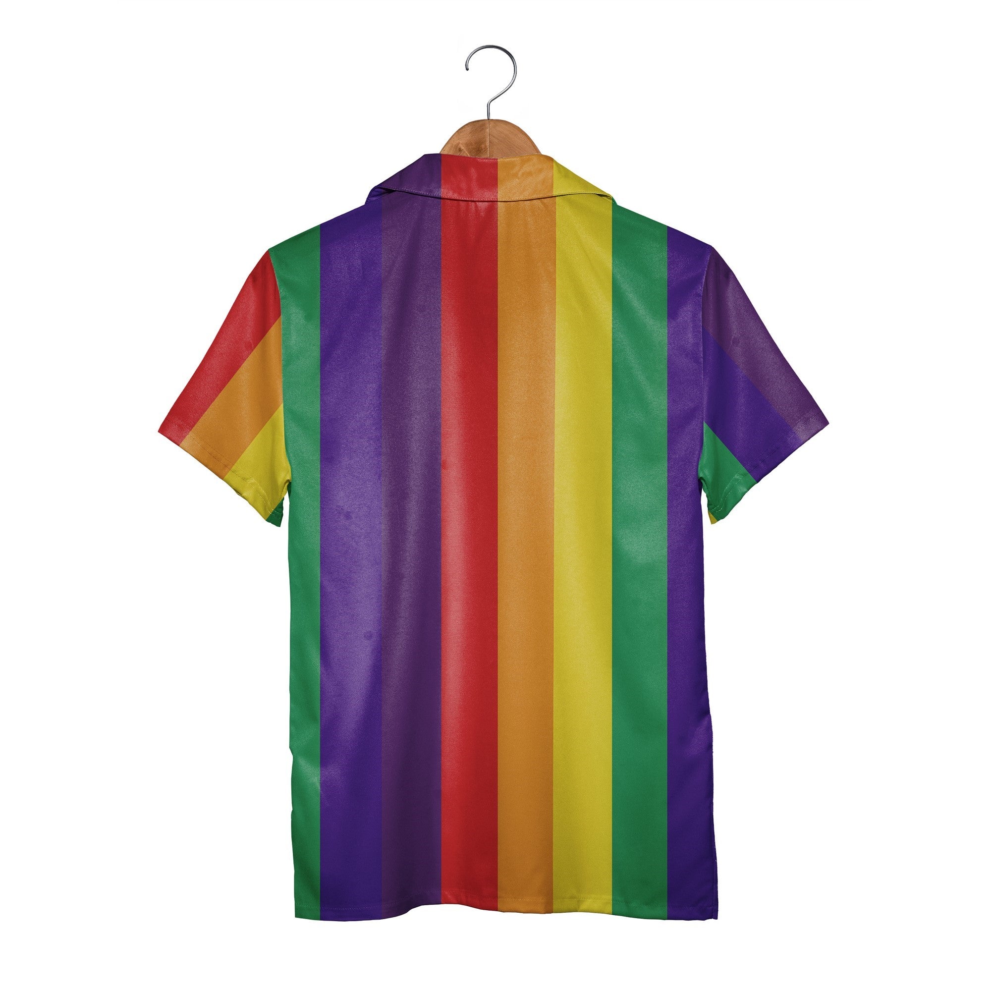 Bold Vertical Rainbow Hawaiian Shirt in Vivid Primaries