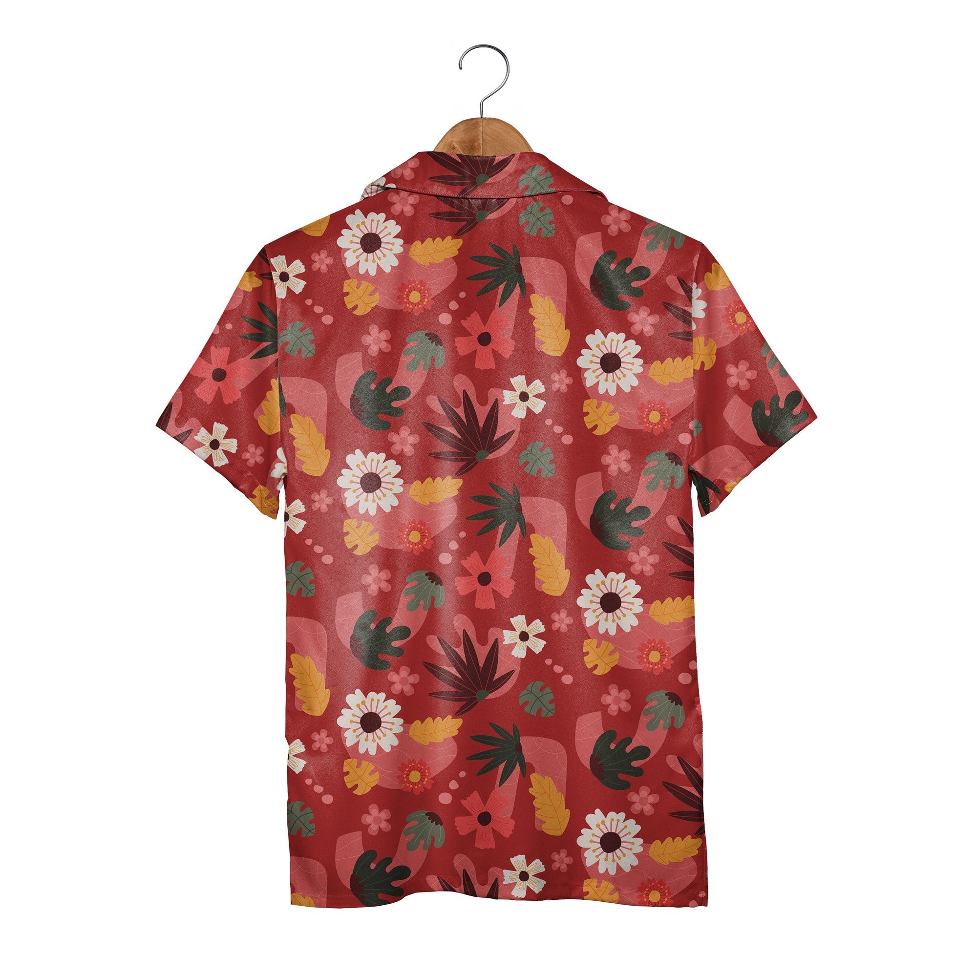 Botanical Garden Hawaiian Shirt in Rich Maroon with Mixed Florals