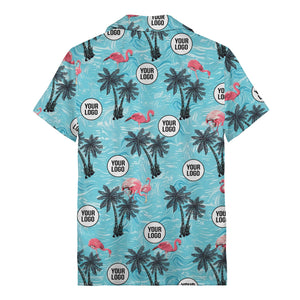 caribbean flamingos & palm trees vintage aloha hawaiian shirt