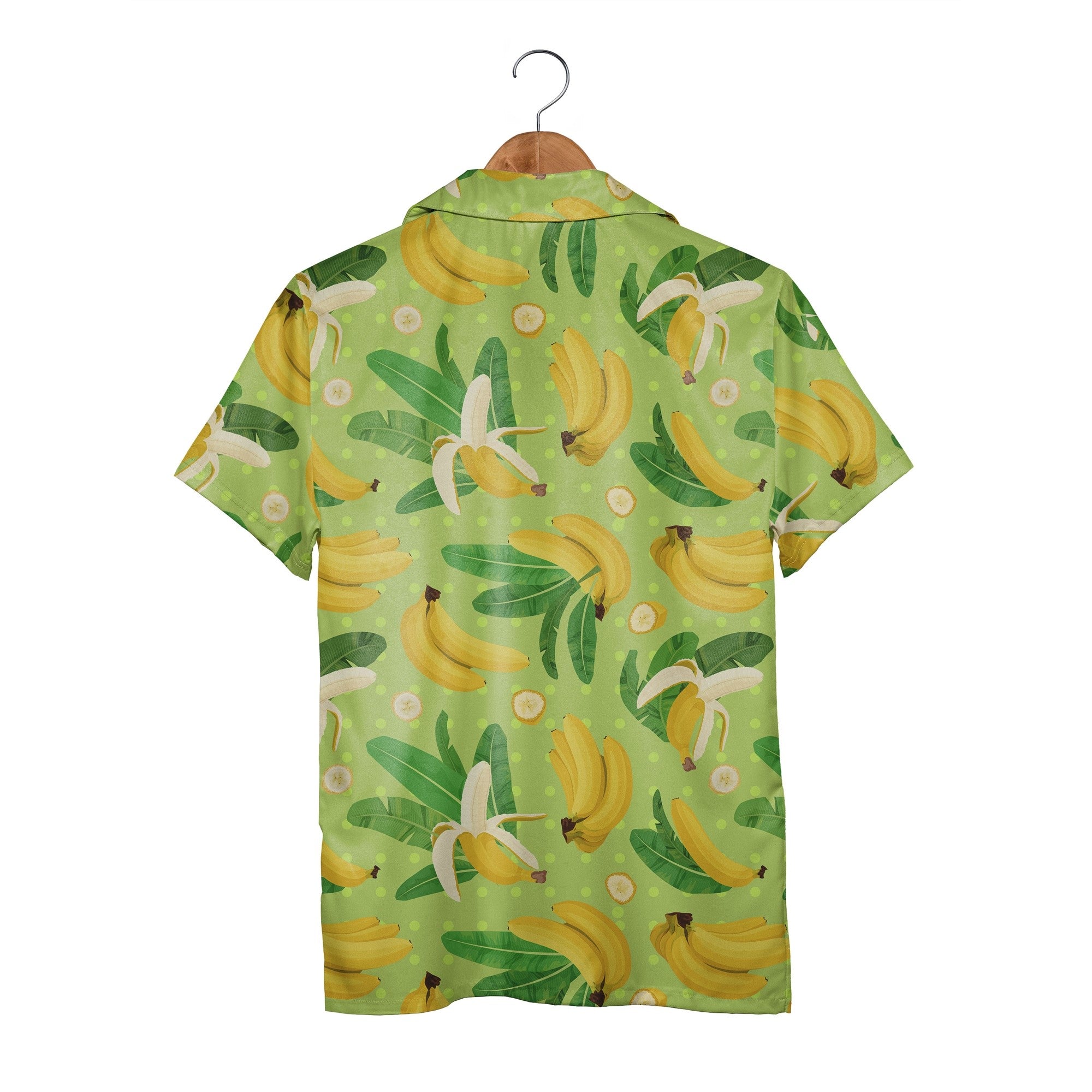 Cartoon Banana and Monstera Hawaiian Shirt on Pale Yellow