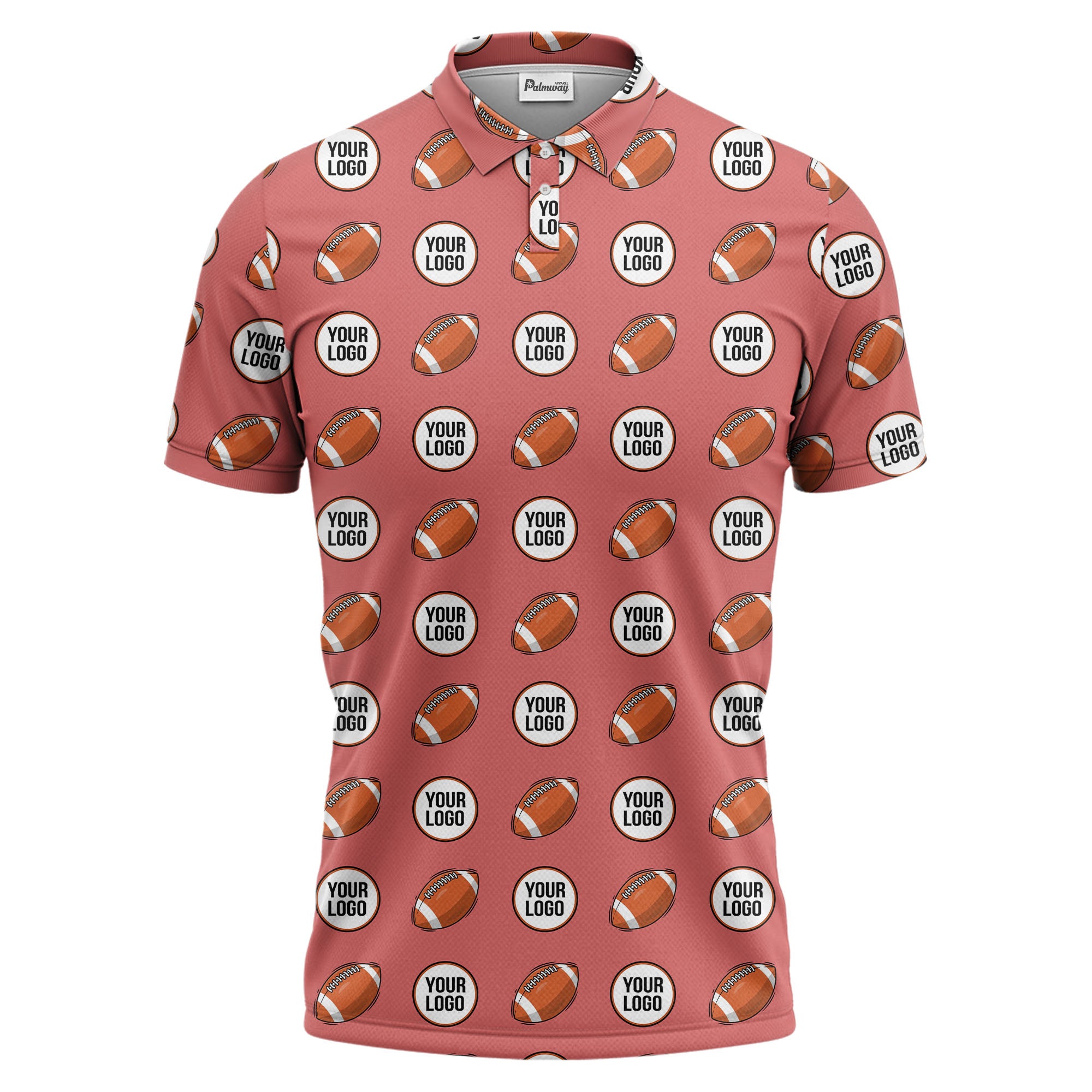 cartoon football logo circle repeat black sports polo shirt for men