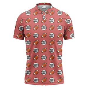 cartoon football logo circle repeat black sports polo shirt for men