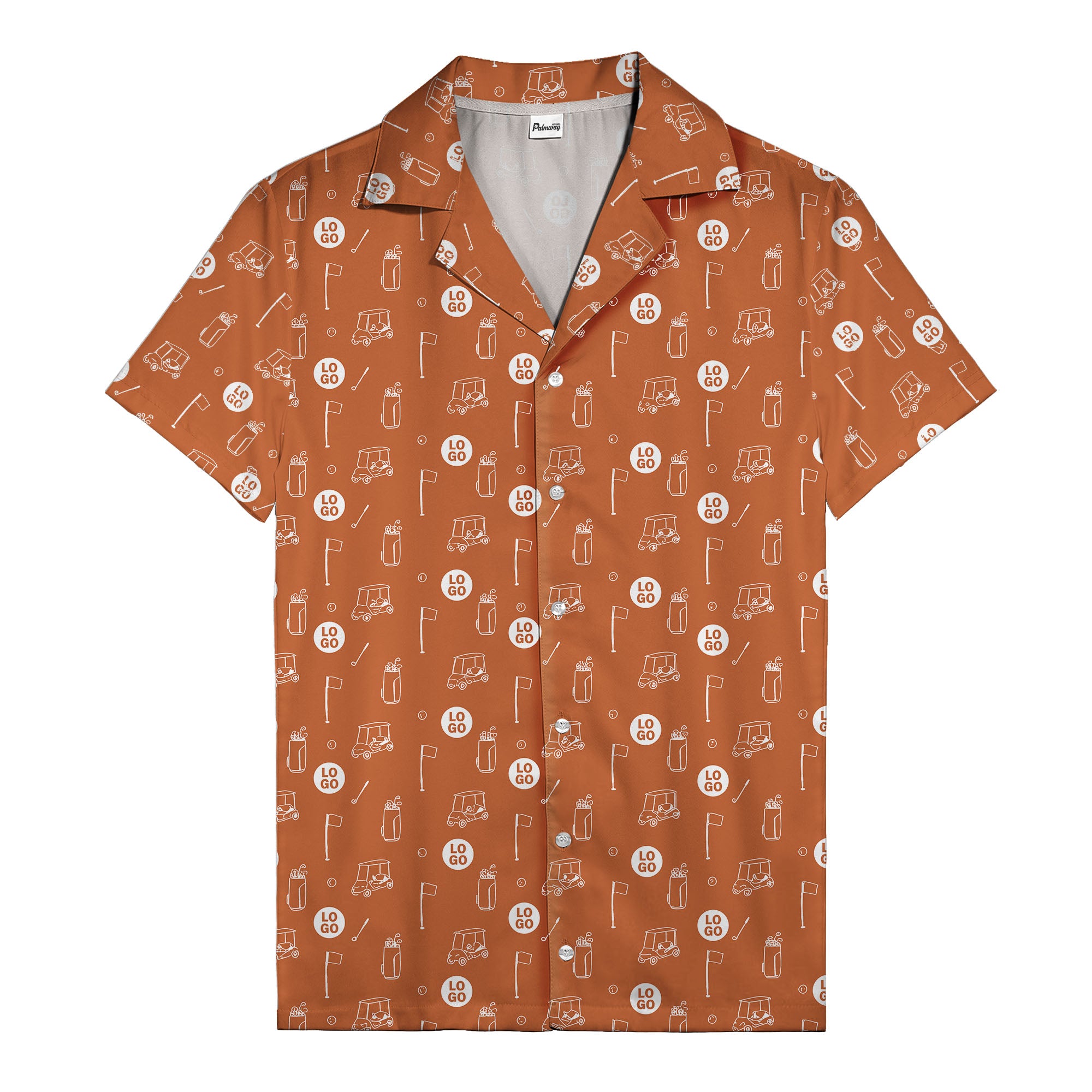 cartoon golf carts & clubs fairway fun dark green hawaiian shirt for men
