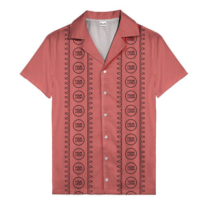 circular logo & fish symbols black hawaiian shirt for men