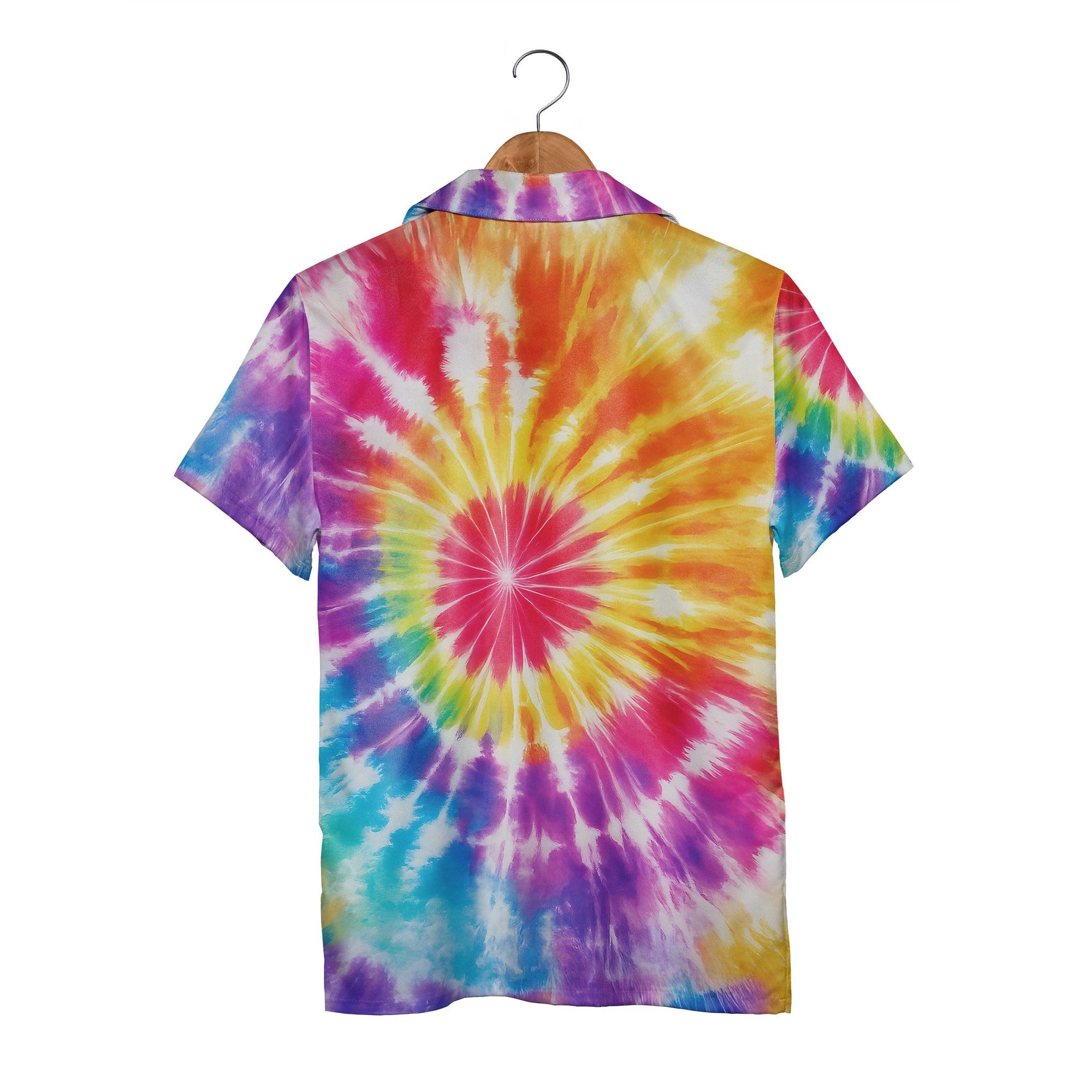 Classic Spiral Tie-Dye Hawaiian Shirt in Full Spectrum