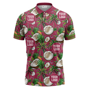 coconut palm trees ice cubes tropical black polo shirt for men