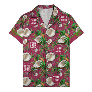 coconut palms & ice cubes on black beach photo hawaiian shirt for men