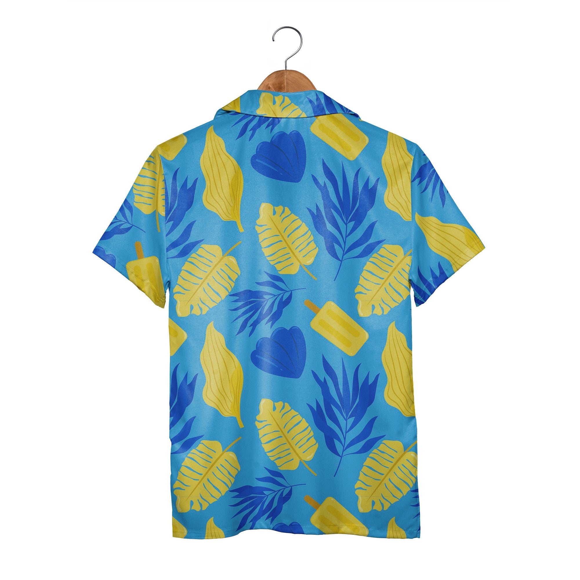 Contemporary Aqua Geometric Hawaiian Shirt with Abstract Wave Pattern