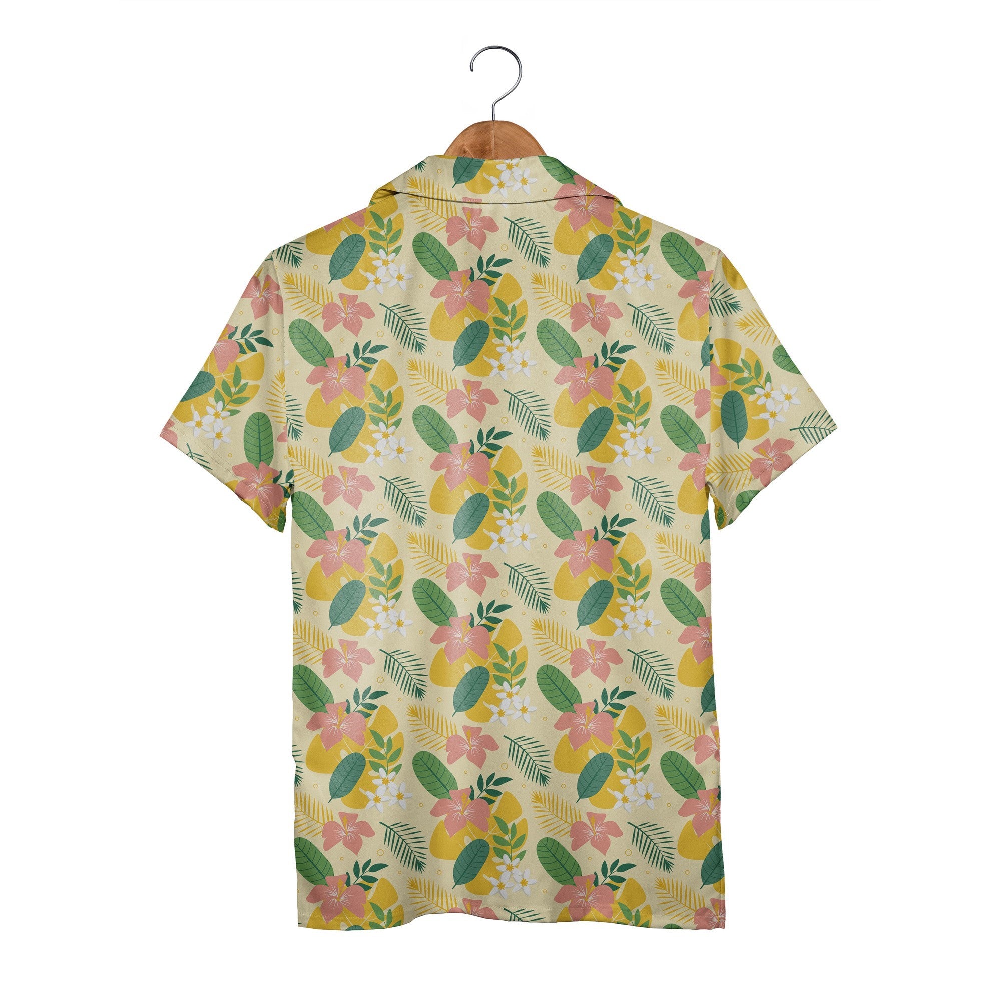 Creamy Coral Hawaiian Shirt with Minimalist Tropical Botanicals