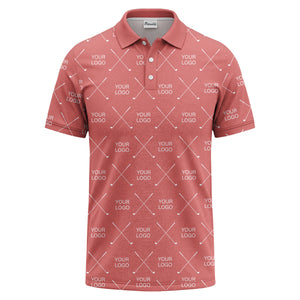 crossed golf clubs & logo repeat graphic polo shirt for men