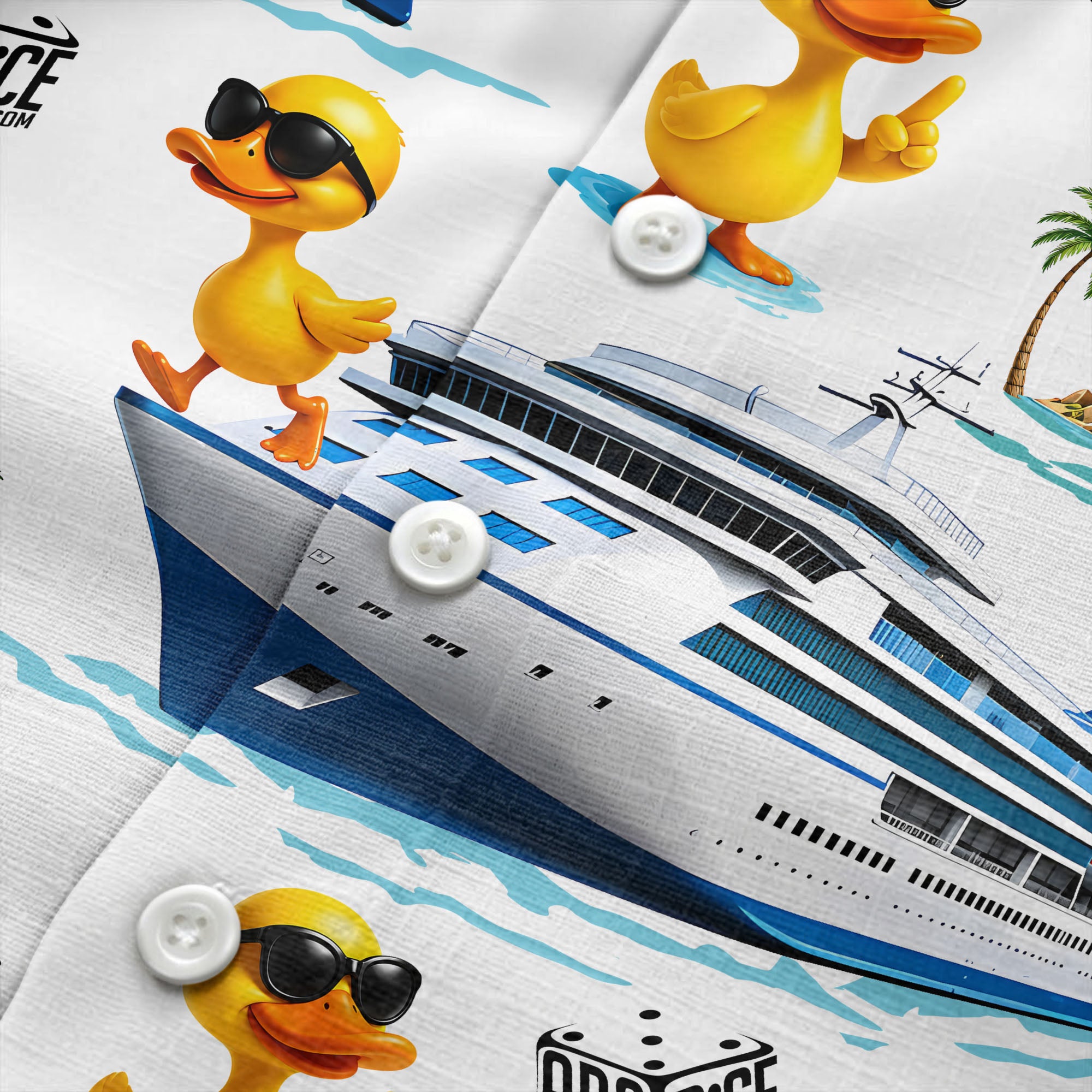 ABCDice Cruise Ship & Sunglasses Ducks Cartoon Islands Polo Shirt For Men