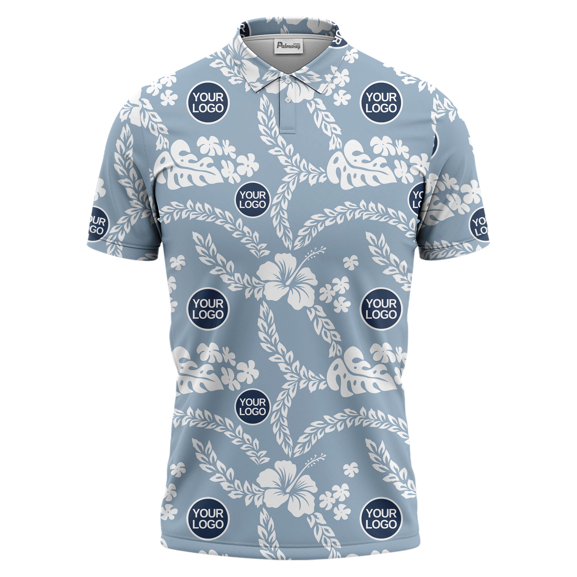 custom color tropical floral polo shirt | hibiscus & monstera leaf all-over print