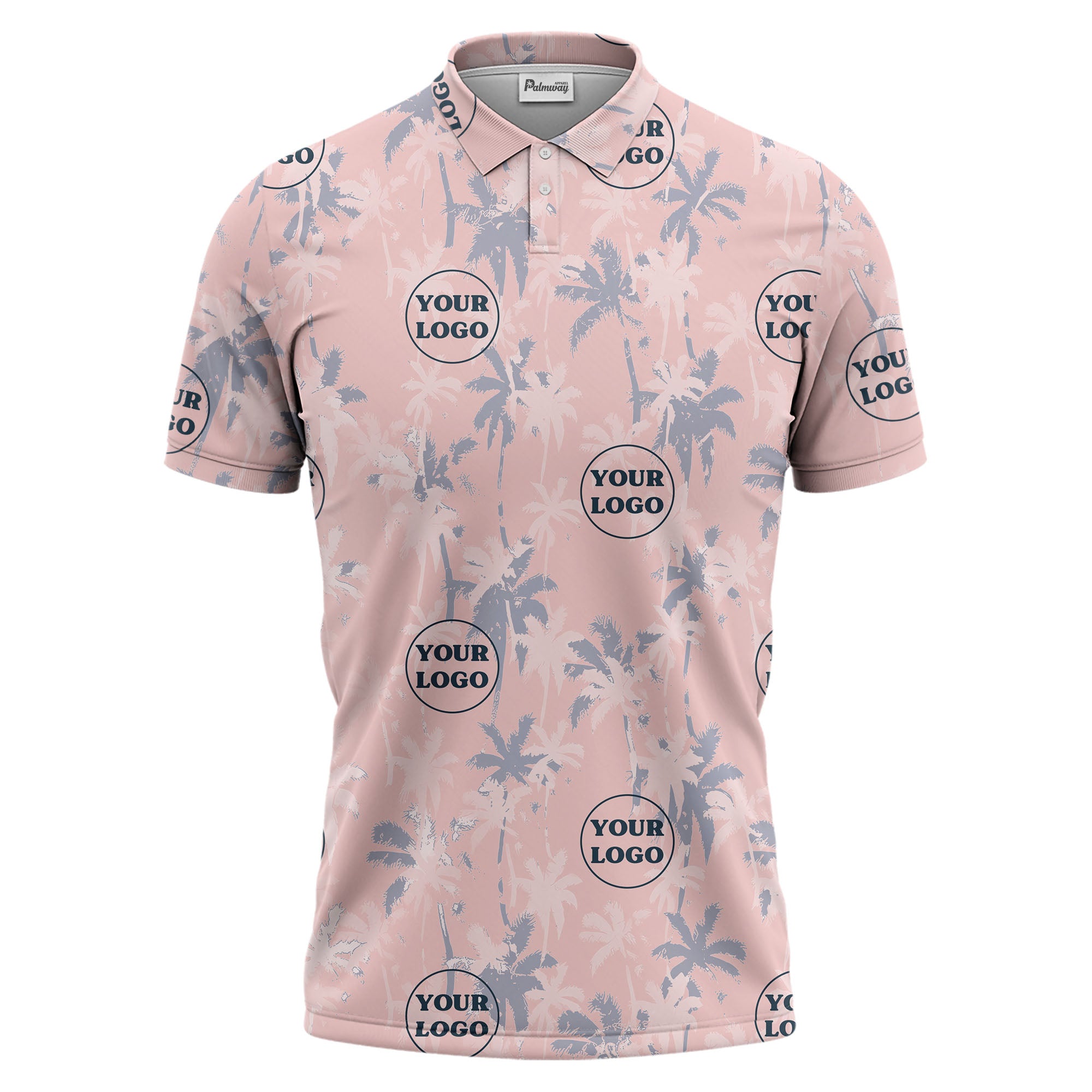 custom color tropical palm tree polo shirt | all-over illustrated print