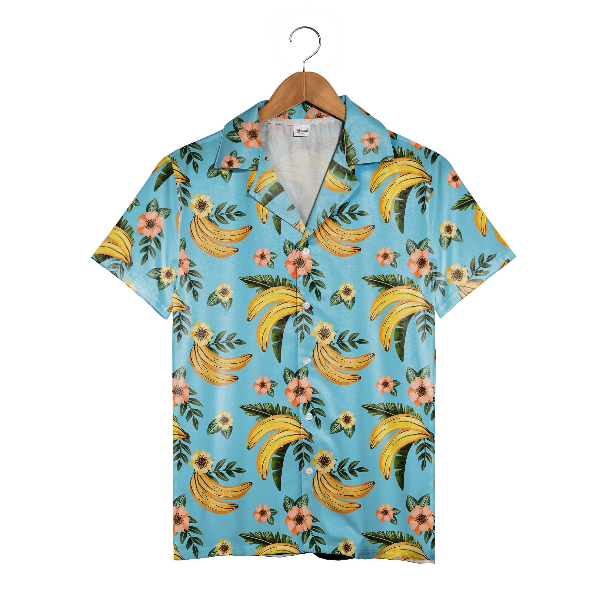 Custom Face Child Banana Leaf Hawaiian Shirt in Bright Yellow Tropical