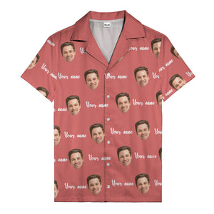 custom face portrait & personalized text repeat hawaiian shirt