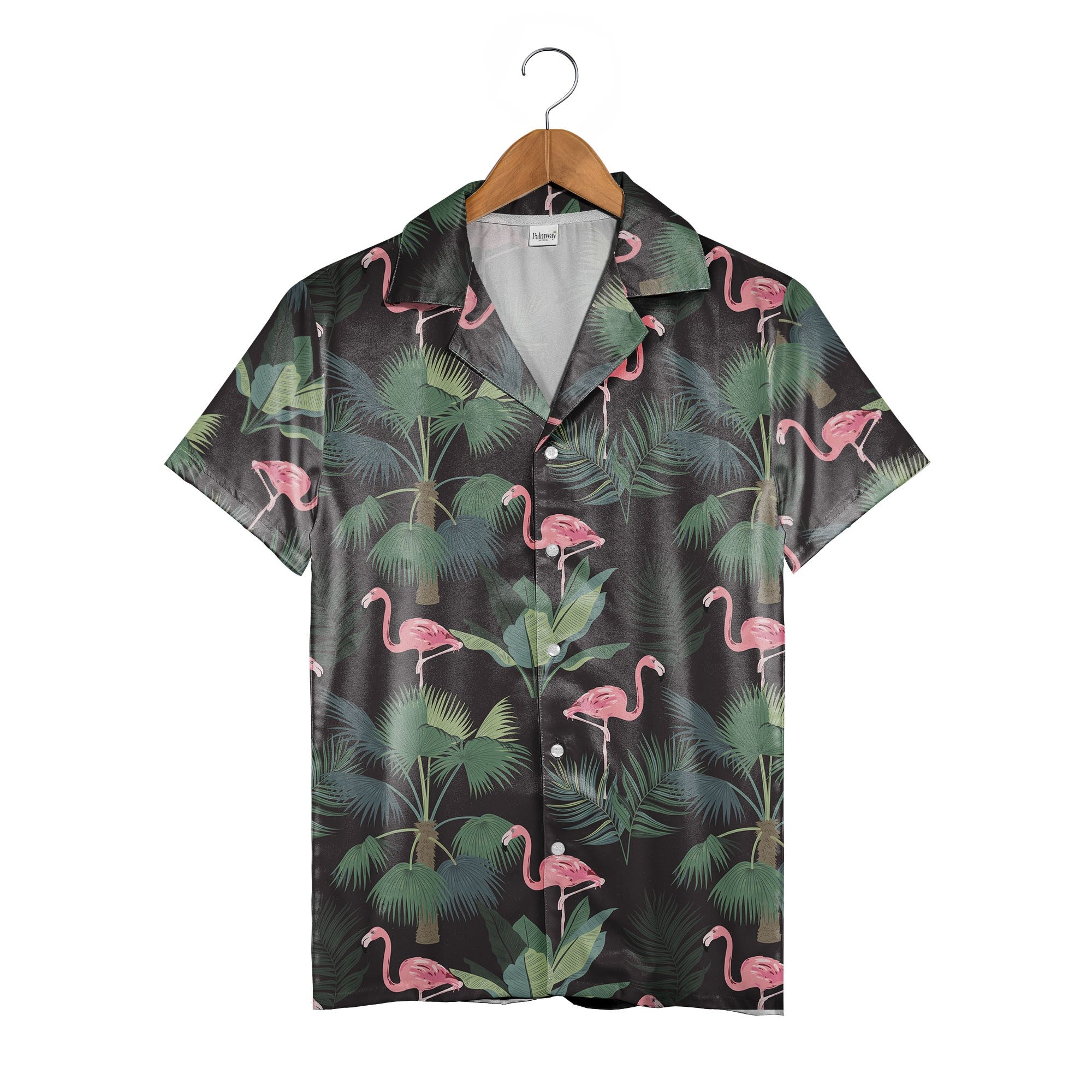 Custom Face with Flamingos Hawaiian Shirt in Navy Tropical Design