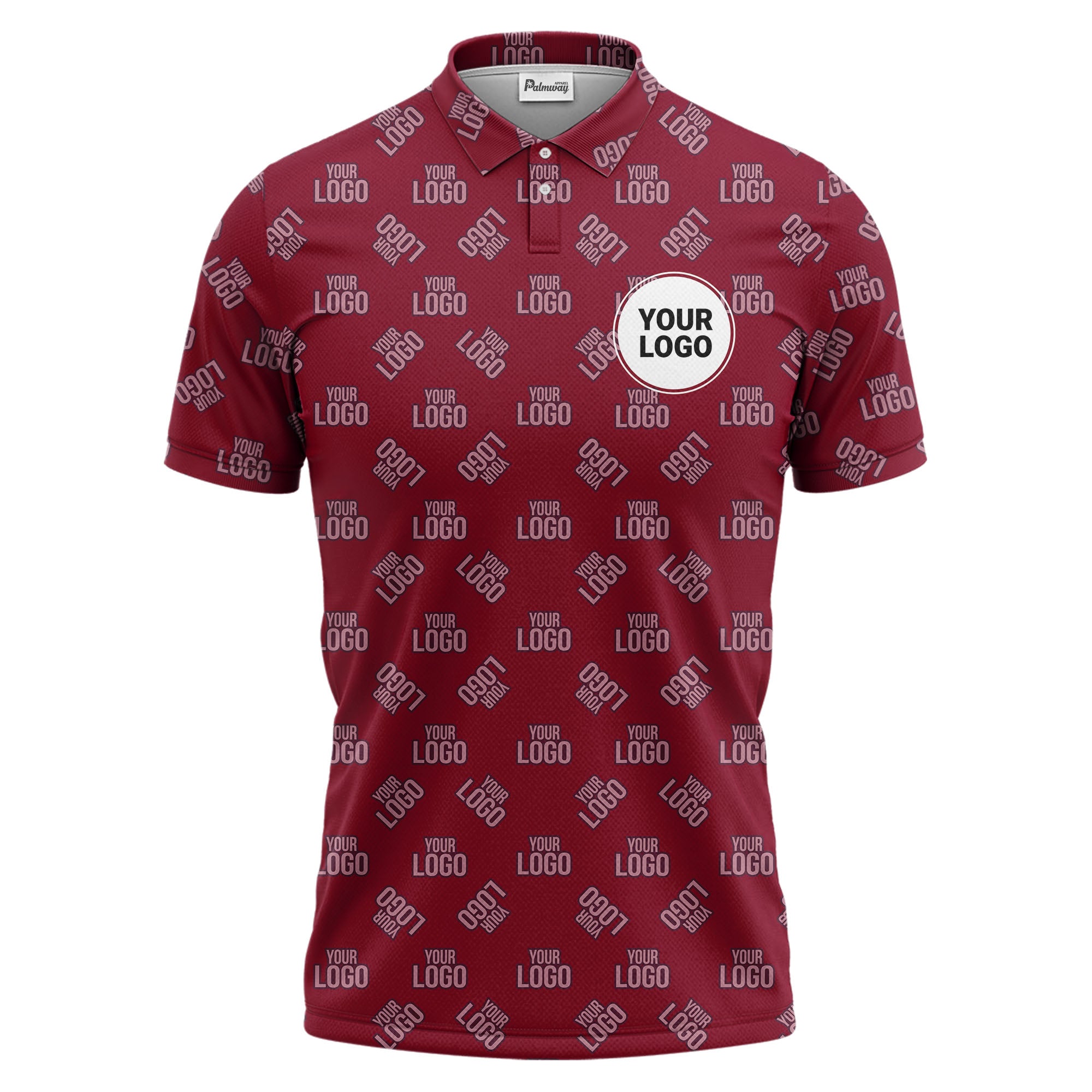 custom logo monogram all over print polo shirt for business & corporate events