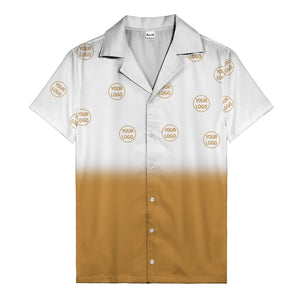 custom logo ombre gradient black white hawaiian shirt