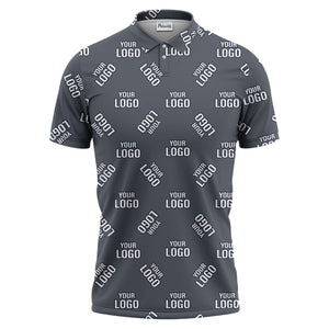 custom logo pattern polo shirt - repeating text all over print design