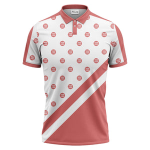 custom logo repeat diagonal stripe black & white polo shirt