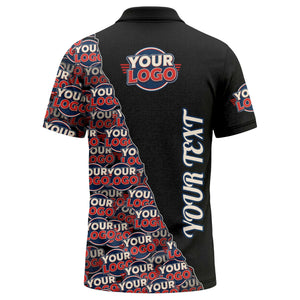 custom logo repeat vertical text pattern personalized polo shirt