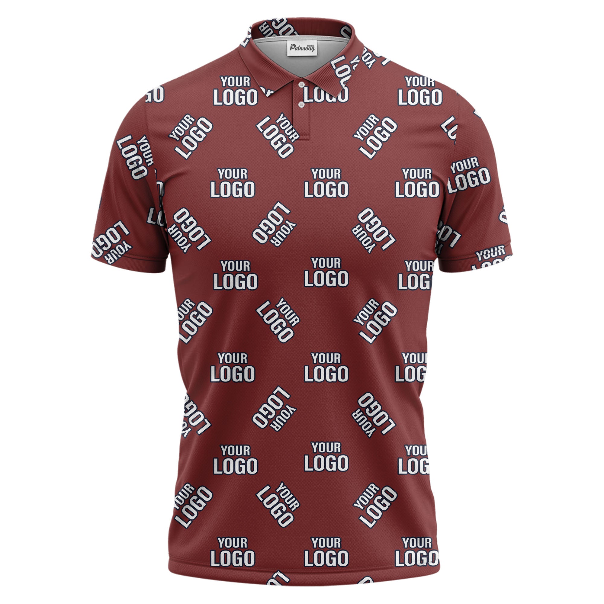 custom logo repeating text navy white hawaiian polo shirt for men