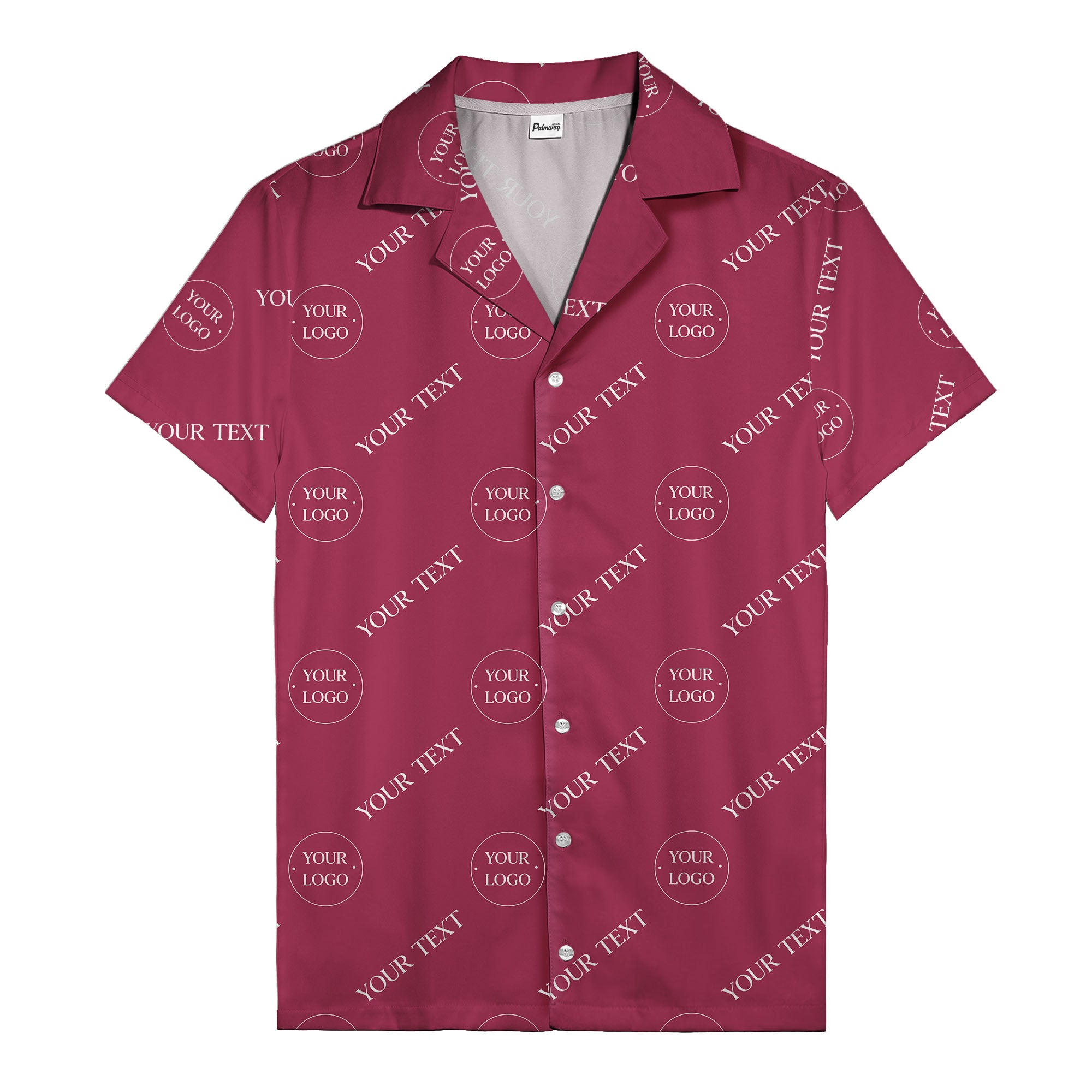 custom logo & text repeat black hawaiian shirt for personalized branding