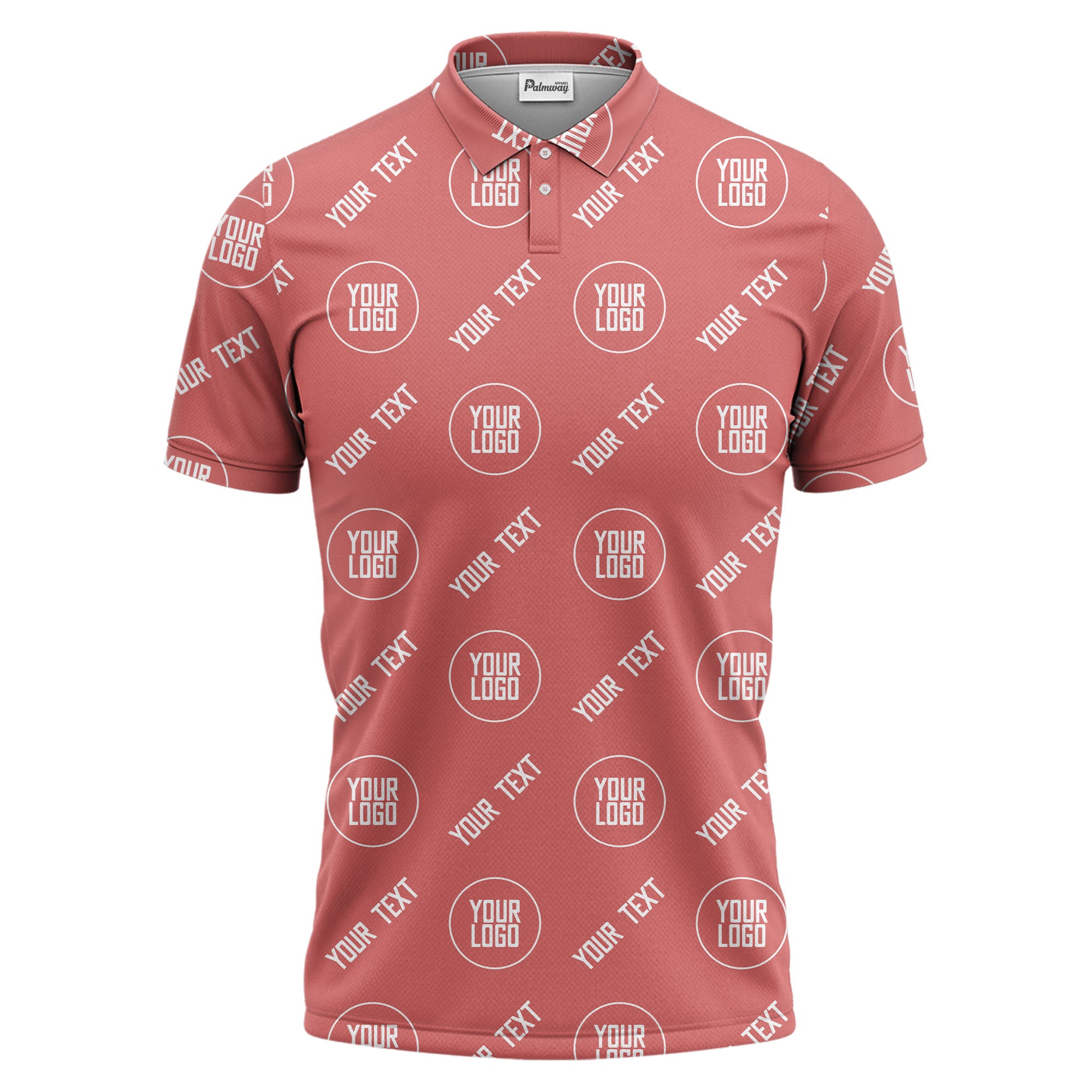 custom logo & text repeat pattern black personalized polo shirt for men