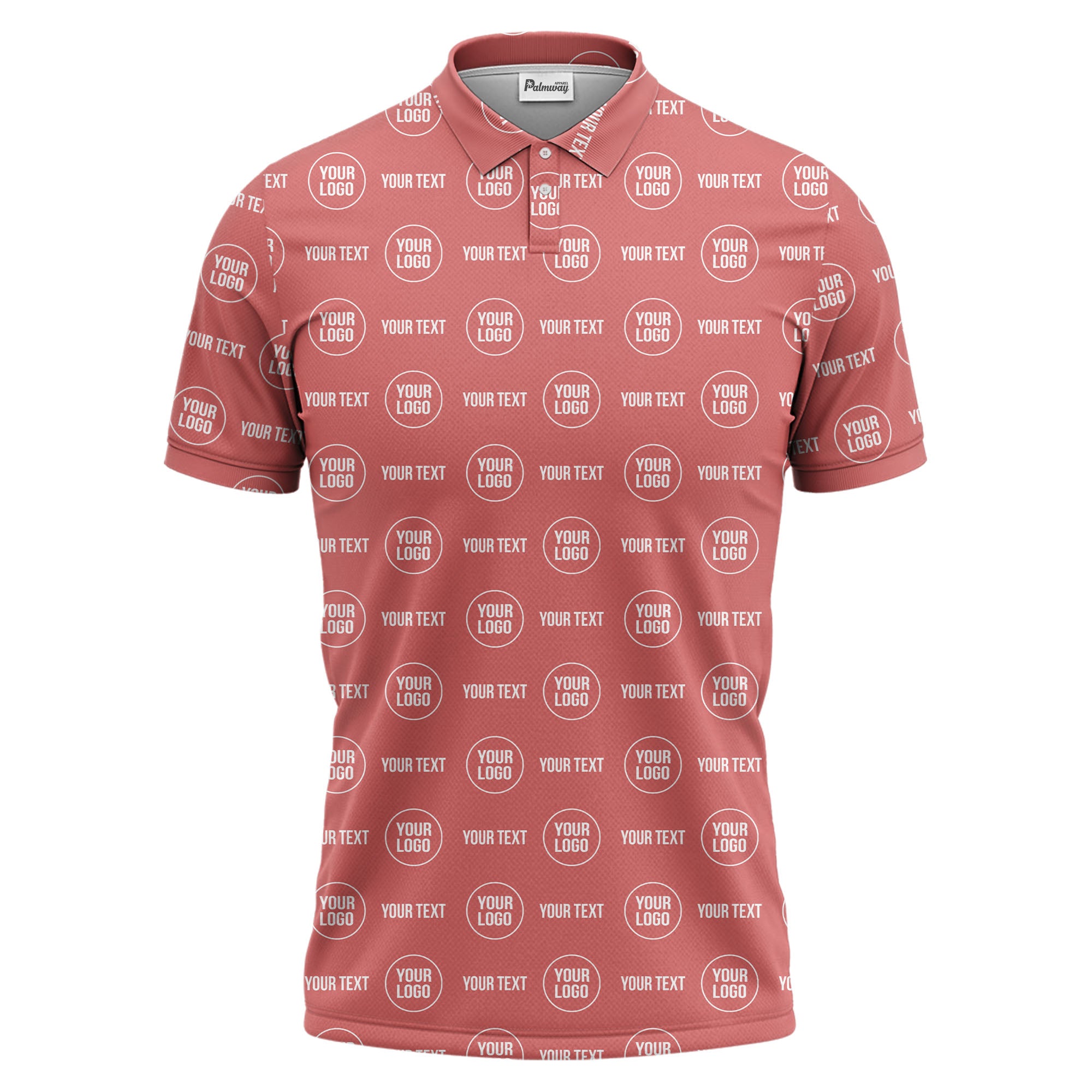 custom logo & text repeat pattern black polo shirt for men
