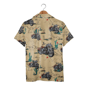 Custom Motorcycle Desert Hawaiian Shirt with Cactus Landscape