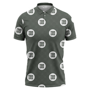 custom logo repeating polo shirt hawaiian shirt