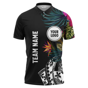 tropical floral team polo shirt hawaiian shirt