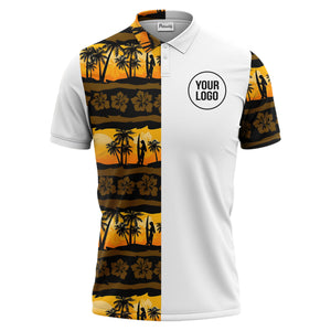 tropical sunset surfer polo shirt hawaiian shirt